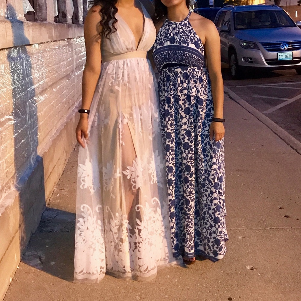 White low cut dress